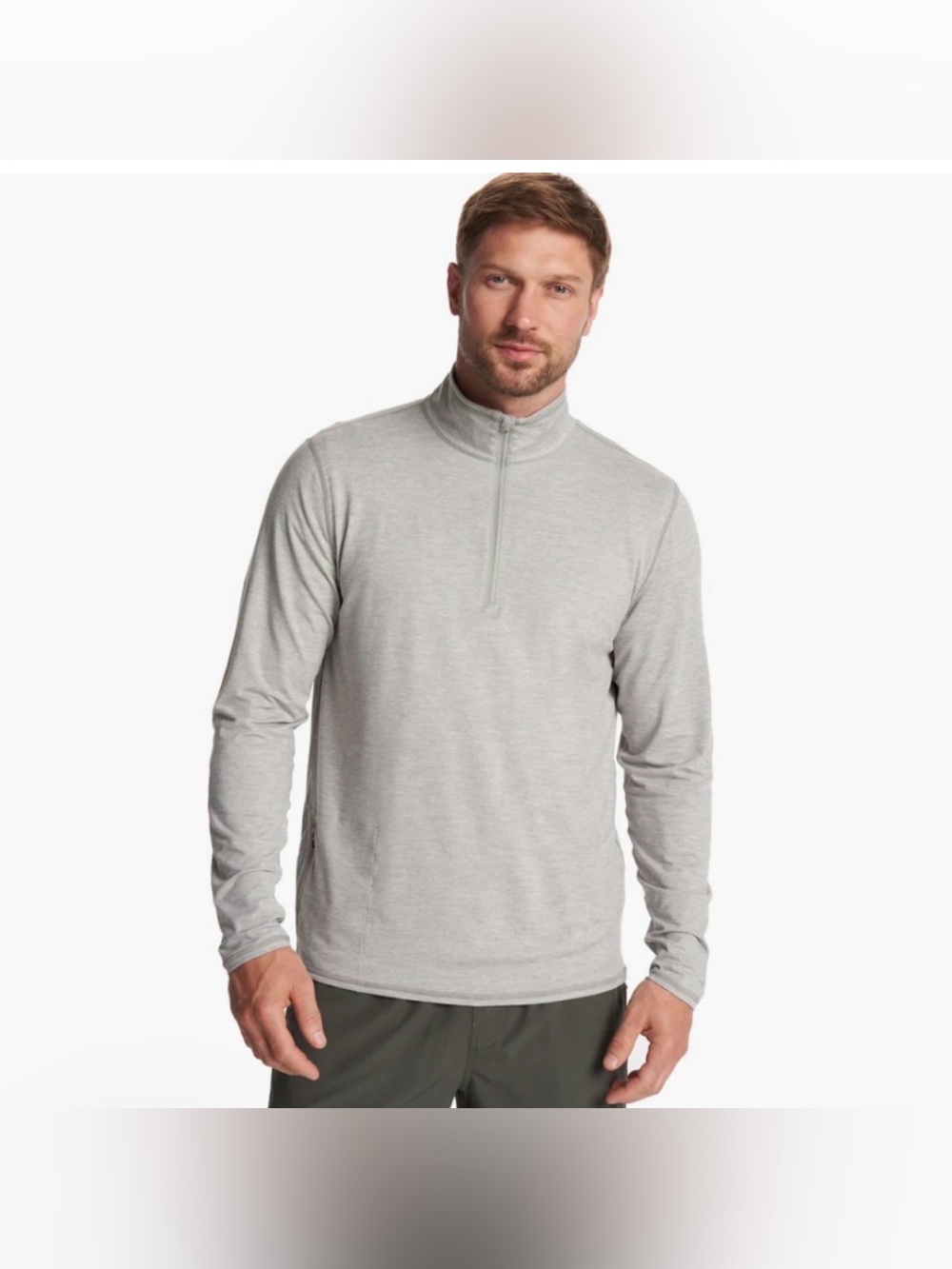 VUORI Ease Performance Half Zip 2.0 Light Heather Gray Mens MEDIUM EUC Like New